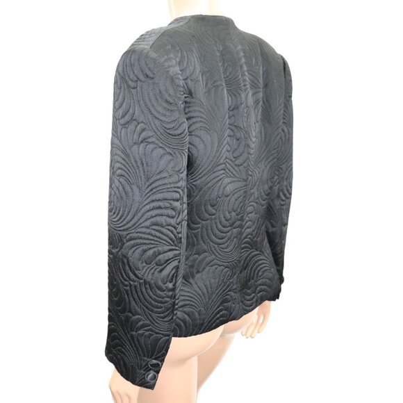 VALENTINO Designer Classic Black Textured Jacquard Blazer Jacket 14 - Picture 7 of 9